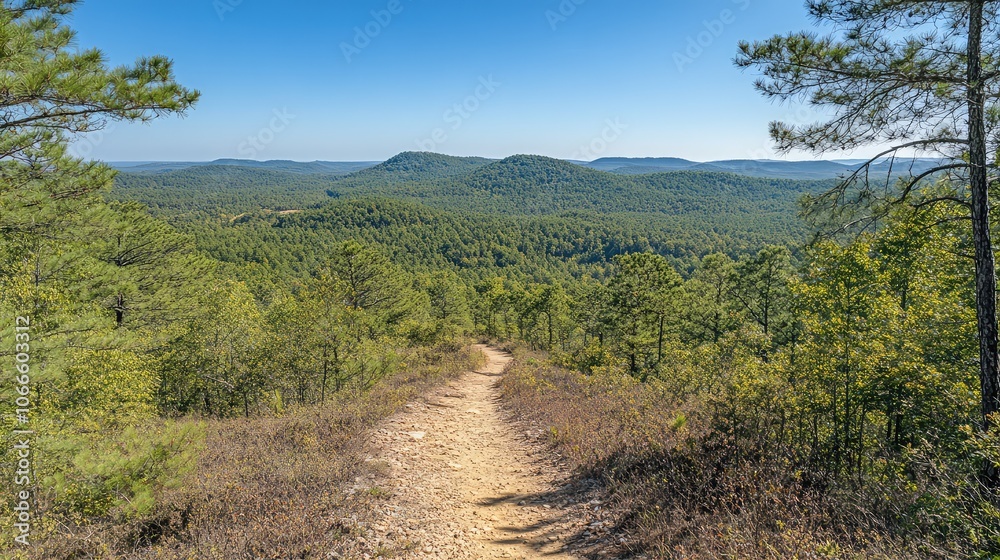 Scenic Mountain Trail with Lush Greenery Landscape Scenic Mountain Trail with Lush Greenery Landscape