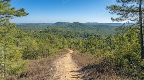 Scenic Mountain Trail with Lush Greenery Landscape