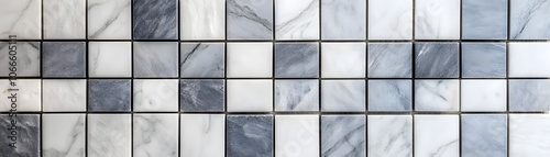 Checkerboard Pattern of Gray and White Marble Tiles