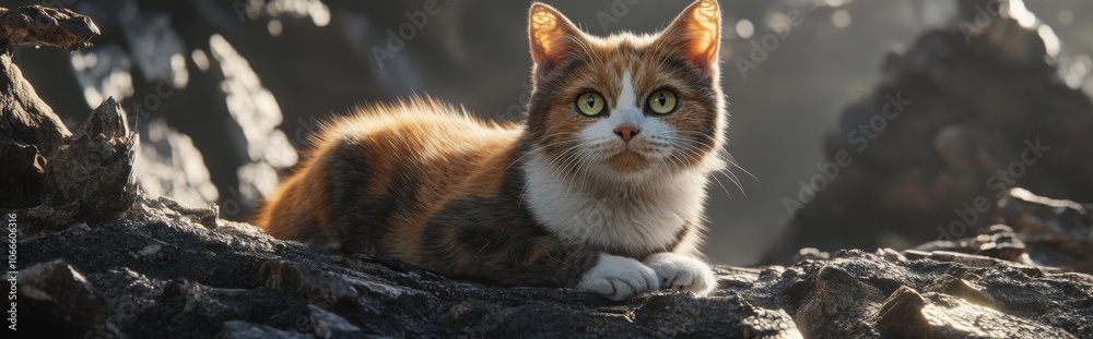 The fence has an image of a cat sitting on it, lying on it. The image is a banner of a cat. The fence has an image of a cat sitting on it, lying on it. The image is a banner of a cat.