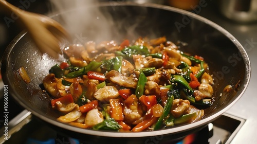 Vibrant mix of stir fried vegetables bursting with flavorfulness