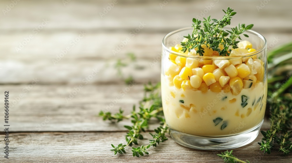 Corn and Thyme Amuse-Bouche in Glass Corn and Thyme Amuse-Bouche in Glass