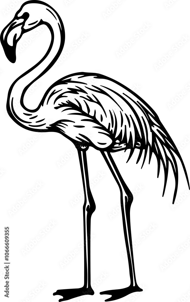 stylized line of a flamingo stylized line of a flamingo