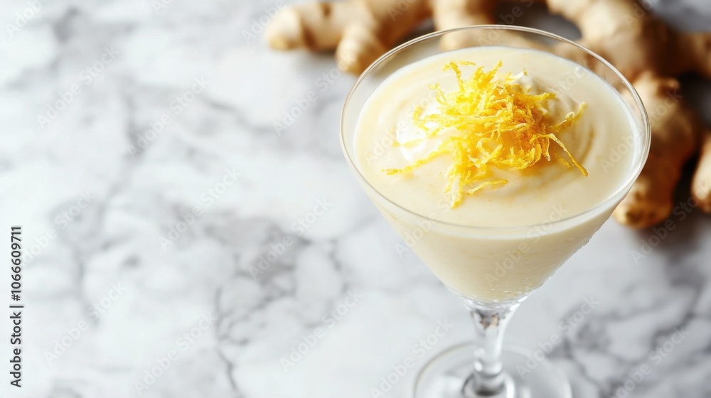 Ginger Mousse Dessert in Glass with Citrus Zest Ginger Mousse Dessert in Glass with Citrus Zest