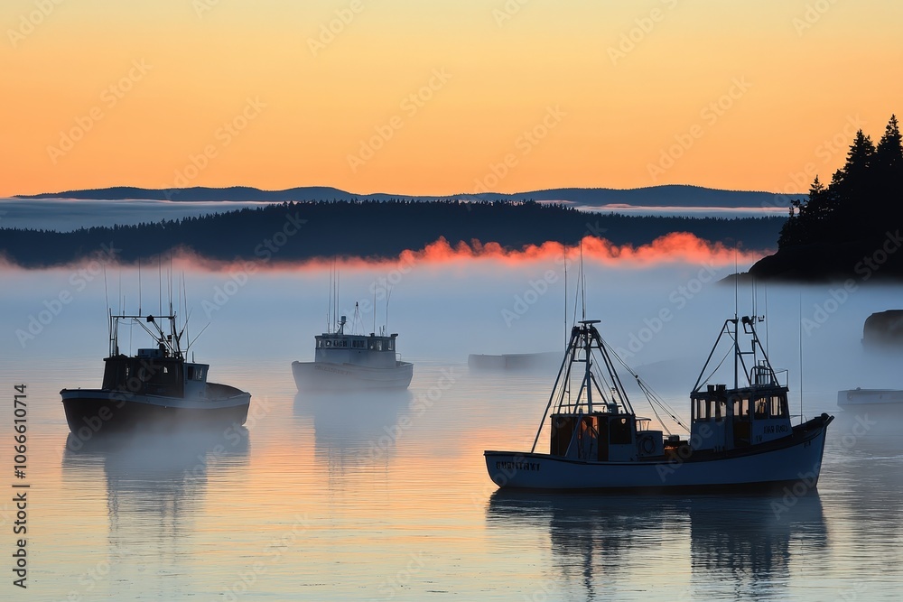 Naklejka premium Misty Morning Harbor.