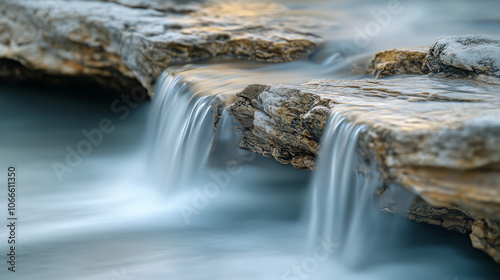 Intimate close-up of a waterfall cascading into a fjord