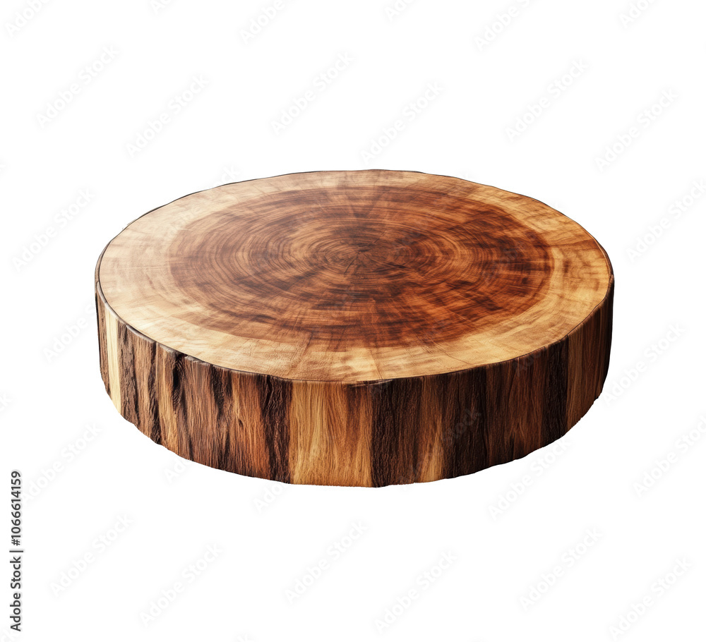 Wood slice with visible rings isolated on transparent background. Natural log cut, rustic decor, organic material, round wooden slab for decoration, tree texture, earthy design. Wood slice with visible rings isolated on transparent background. Natural log cut, rustic decor, organic material, round wooden slab for decoration, tree texture, earthy design.