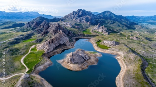 Contrast between drought-stricken landscape and thriving oasis highlights urgent need for water conservation