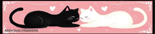 Greeting card with funny cats in love for the holiday season