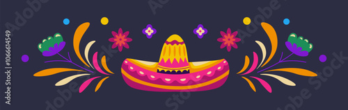 Sombrero with Floral Elements vecor