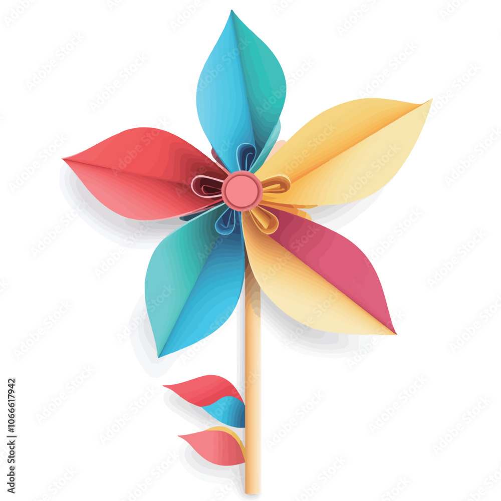 Paper windmill on white background. Vector illustration. Paper windmill on white background. Vector illustration.