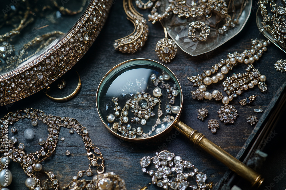 magnifier in front of a jewelry