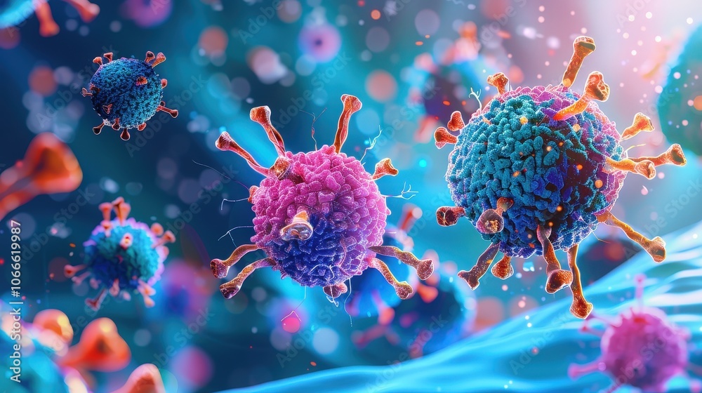 Intricate Detail of Colorful Viruses in an Immersive Microbial World of Science and Discovery