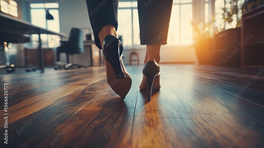 Office worker taking a break to do stretches in a modern office setting, promoting work-life balance and physical well-being in the workplace. Office worker taking a break to do stretches in a modern office setting, promoting work-life balance and physical well-being in the workplace.