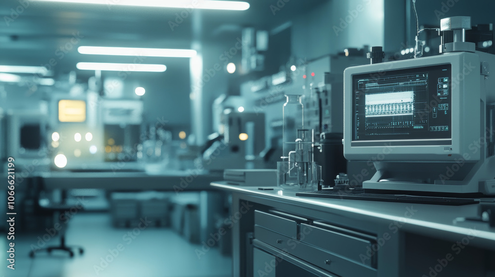 Modern Laboratory: Bioengineered Atmospheric Processor, Scientific Research, Futuristic Technology, Cleanroom, 3D Rendering Modern Laboratory: Bioengineered Atmospheric Processor, Scientific Research, Futuristic Technology, Cleanroom, 3D Rendering