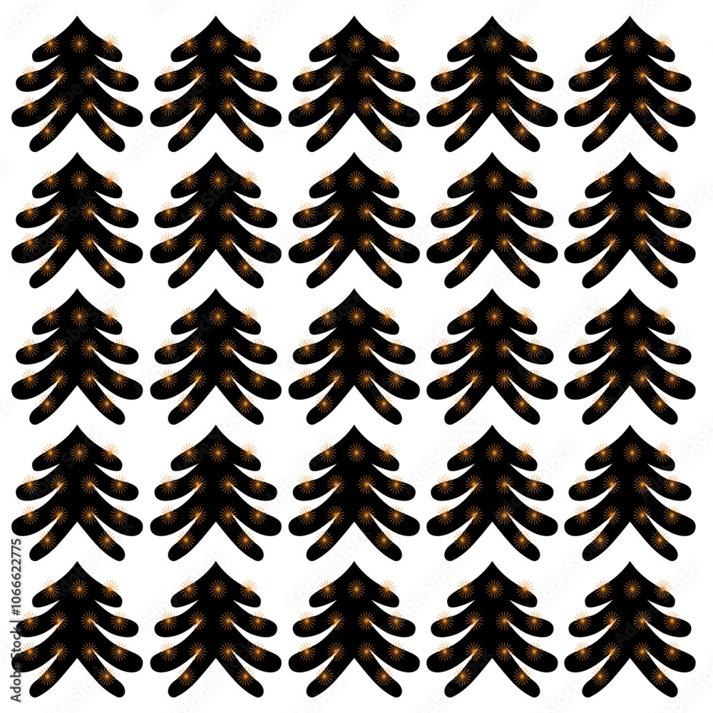 Fototapeta premium DECORATED CHRISTMAS WINTER TREES DESIGN PATTERN