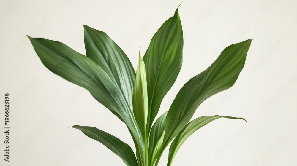 Fototapeta premium A green plant sits in a white vase on a table, perfect for decorating and adding some natural beauty to any space