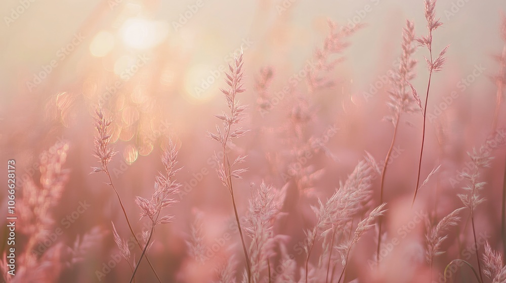 Beautiful soft-focused image of delicate grass stalks against a warm, dreamy sunset sky. Beautiful soft-focused image of delicate grass stalks against a warm, dreamy sunset sky.