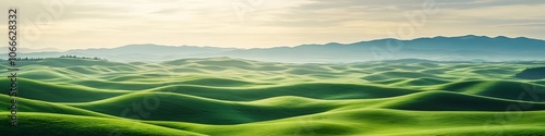 An endless horizon of green rolling hills symbolizing the shared future of peace and unity