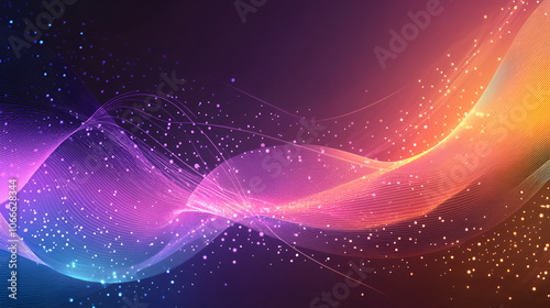 Grainy gradient background purple orange vibrant abstract glowing color wave black dark backdrop, noise texture banner poster header design