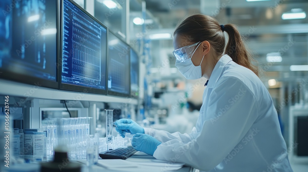 Engineers working in quality control station in industrial plant using modern technology Engineers working in quality control station in industrial plant using modern technology