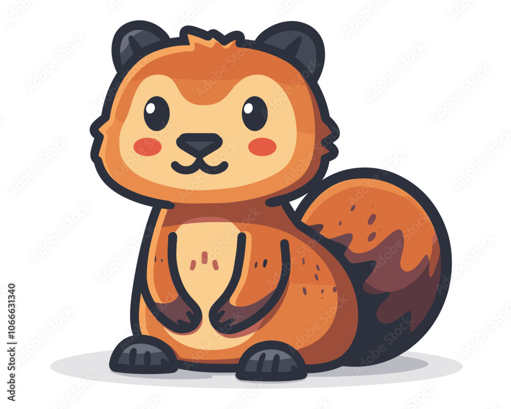 Naklejka premium Cute cartoon squirrel with a big smile on its face