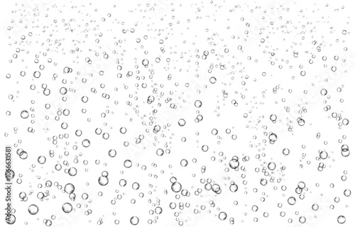 Oxygen air bubbles  flow  in water on white  background.