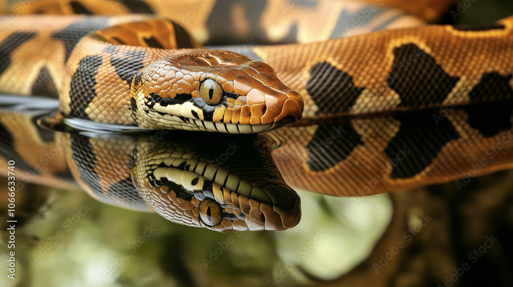 Snake, Long, slithering reptile with scaly skin and Reflective Surface Snake, Long, slithering reptile with scaly skin and Reflective Surface