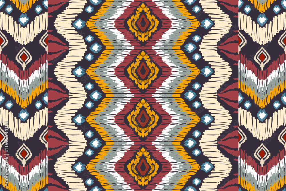 Fototapeta premium Beautiful handmade ethnic pattern drawing Ikat art. Ethnic abstract background art suitable for textile banner wallpaper cut out vector.