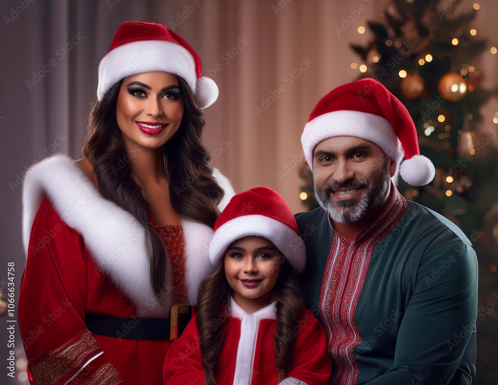 Eine Familie in Weihnachtsstimmung