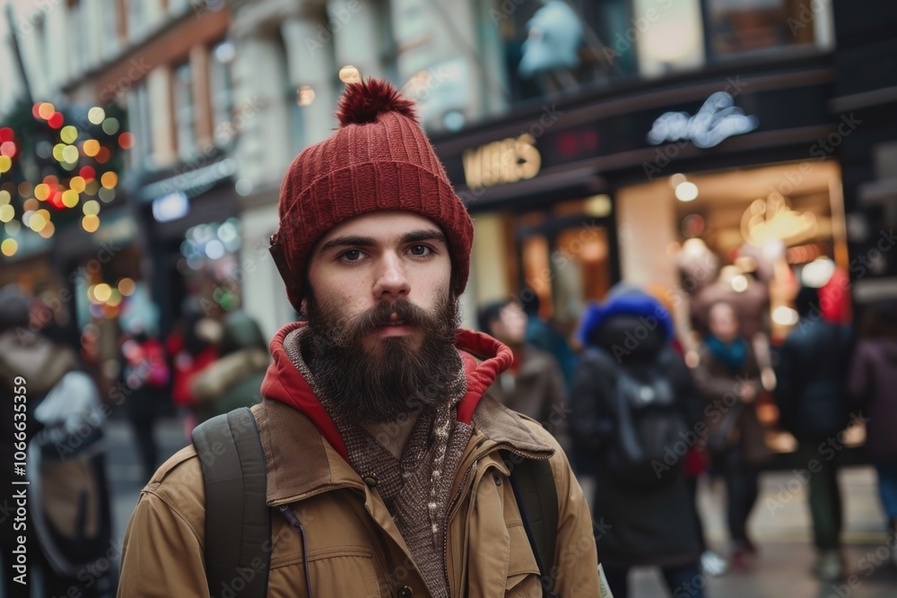 Confident Boy Portrait in Urban Street with Red Outfit Confident Boy Portrait in Urban Street with Red Outfit