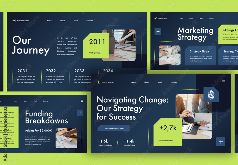 Blue Green Modern Company Pitch Deck Presentation Stock Template ...