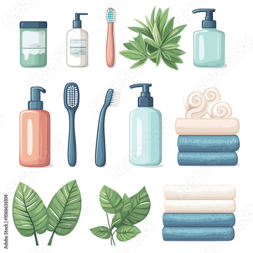 Set of icons for spa and body care products. Vector illustration. 