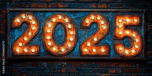 Neon cyberpunk banner of the new year of 2025- ai generated