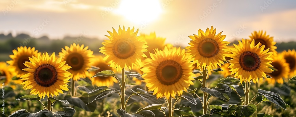 A field of golden sunflowers reaching towards the sun symbolizing shared growth and harmony A field of golden sunflowers reaching towards the sun symbolizing shared growth and harmony