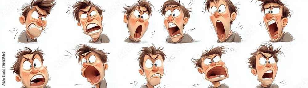 Cartoon Man Facial Expressions Set. Cartoon Man Facial Expressions Set.