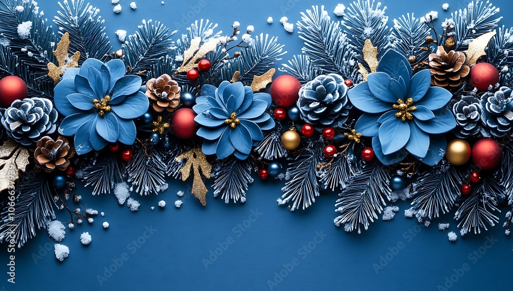 Naklejka premium Blue and Gold Floral Arrangement 