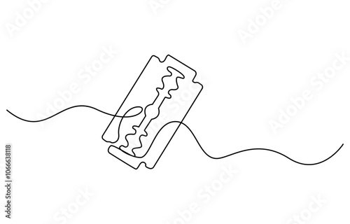 continuous single drawn one line razor hand-drawn picture silhouette. Line art cutting blade razor, Continuous line drawing of shaving razor, single line art