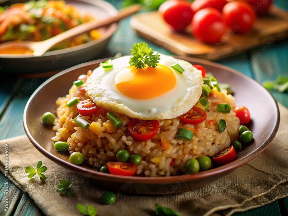 Abstract fried rice, egg art, surreal food photo. Abstract fried rice, egg art, surreal food photo.