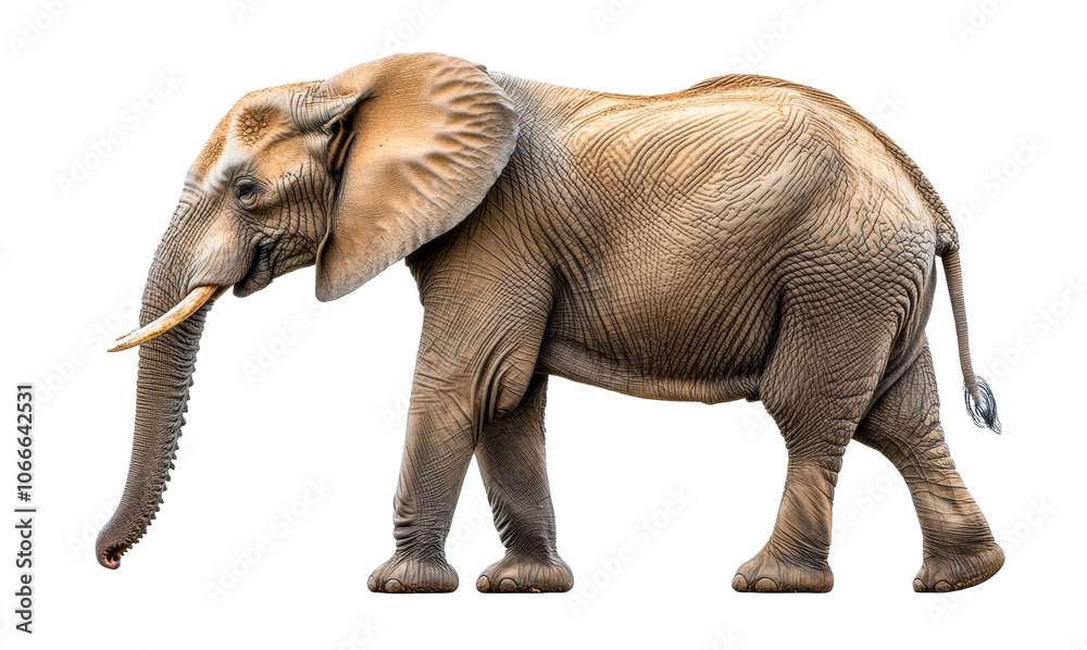 African elephant with detailed wrinkled skin and long tusks, isolated on transparent background, wildlife animal, nature conservation, majestic, large mammal, safari, biodiversity African elephant with detailed wrinkled skin and long tusks, isolated on transparent background, wildlife animal, nature conservation, majestic, large mammal, safari, biodiversity