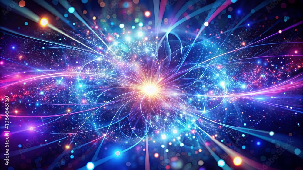 Abstract Cosmic Burst of Light and Energy, a Symphony of Color and Movement in a Starry Sky Abstract Cosmic Burst of Light and Energy, a Symphony of Color and Movement in a Starry Sky