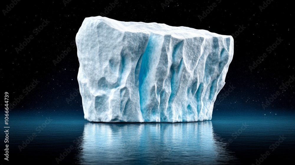Large Iceberg Floating in Arctic Ocean at Night with Starry Sky Large Iceberg Floating in Arctic Ocean at Night with Starry Sky
