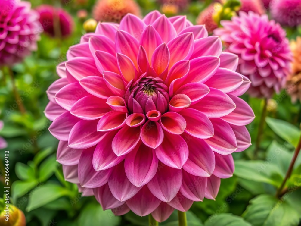 A stunning pink dahlia blooms beautifully, creating a vibrant backdrop that captivates nature lovers and garden A stunning pink dahlia blooms beautifully, creating a vibrant backdrop that captivates nature lovers and garden