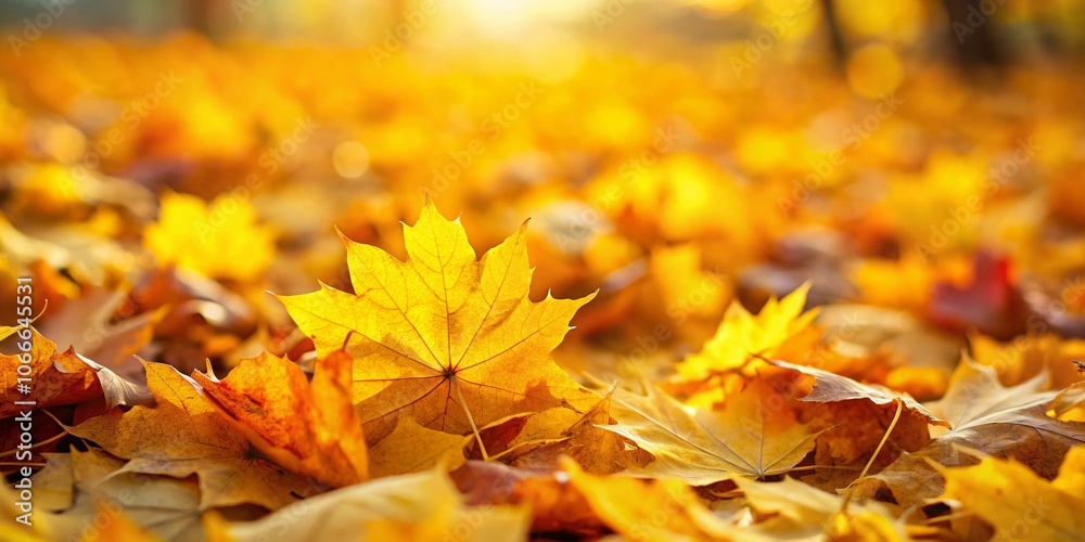 Autumn maple leaves, tilted, yellow ground, AI art. Autumn maple leaves, tilted, yellow ground, AI art.
