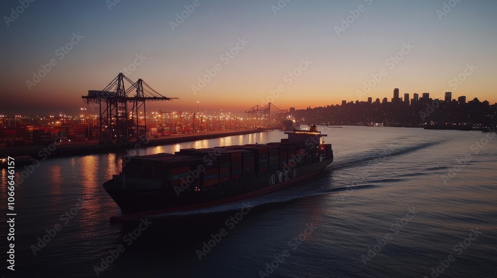 A boat glides smoothly across the water during twilight, with city lights creating a warm glow in the background, enhancing the tranquil evening atmosphere. A boat glides smoothly across the water during twilight, with city lights creating a warm glow in the background, enhancing the tranquil evening atmosphere.