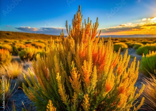 Bassia scoparia, a Eurasian grassland herb and desert shrub. AI-rendered silhouette. photo