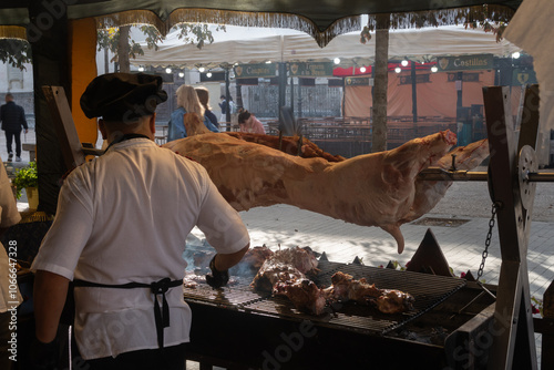 Mercado cervantino en el centro historico de Alcalá de Henares, Madrid, España. photo