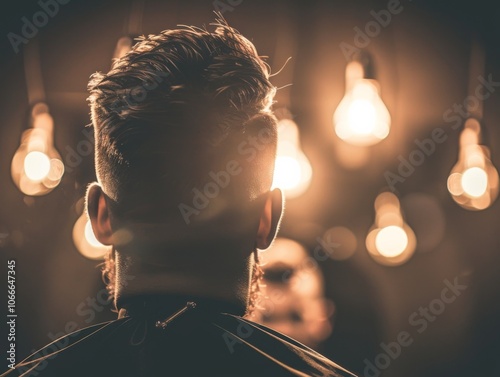 In a lively barber shop, customers await their turn while buzzing clippers and friendly conversations fill the air, creating a vibrant sense of community.