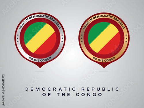 Made in Democratic Republic of the Congo. labels, stickers, pointer, badge and symbol of Democratic Republic of the Congo flag icon. Collection vector illustration