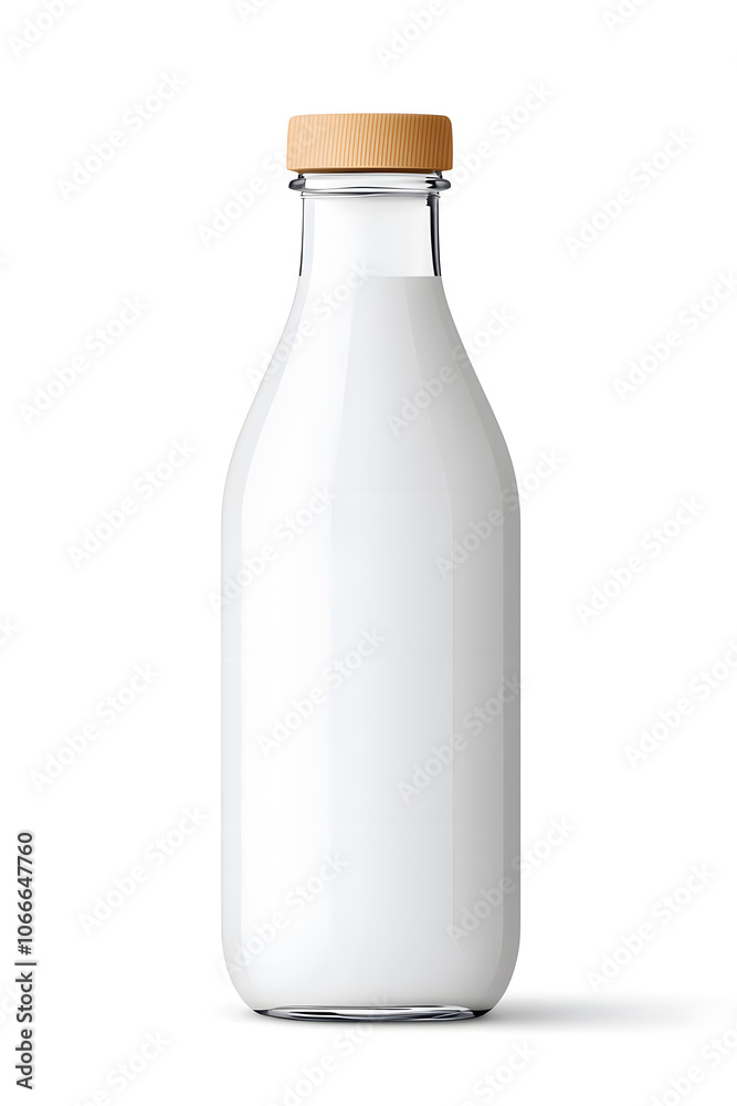 Organic milk bottle realistic illustration mock up isolated on white Organic milk bottle realistic illustration mock up isolated on white